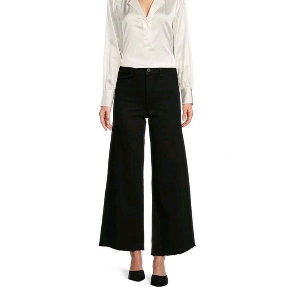ANTONIO MELANI Pants - Antonio Melani Alexandra Twill High Rise Wide Leg Raw Hem Cropped Chino Pant 8